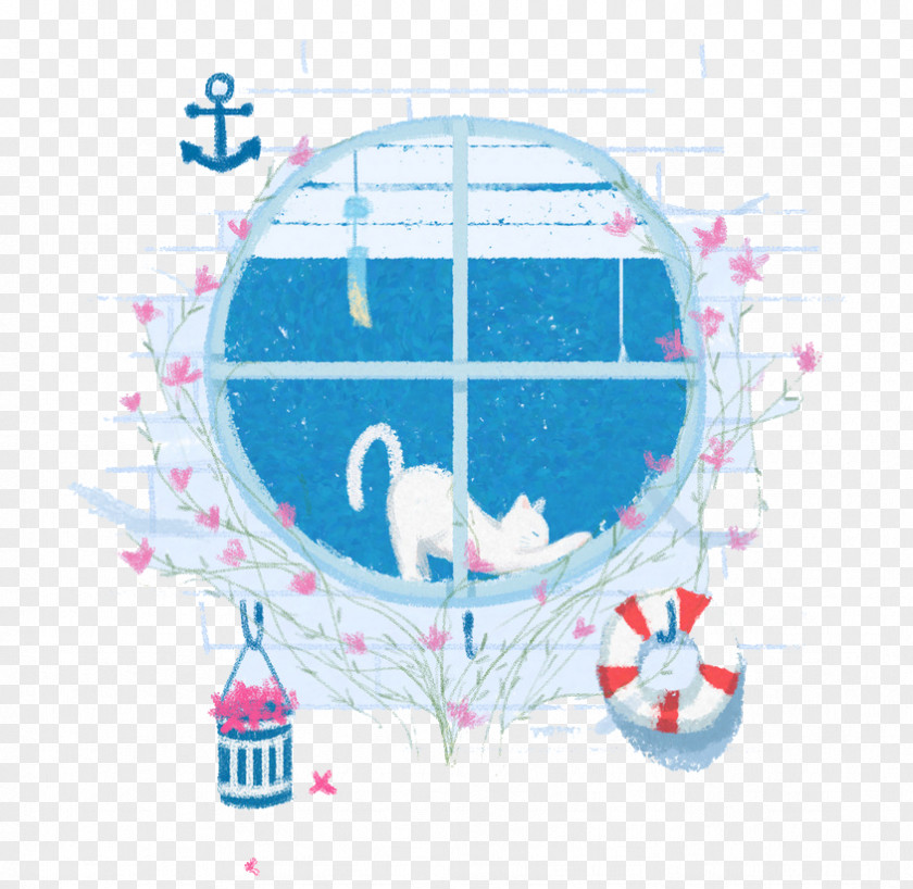 Hand-painted Windows And Cats Microsoft PNG