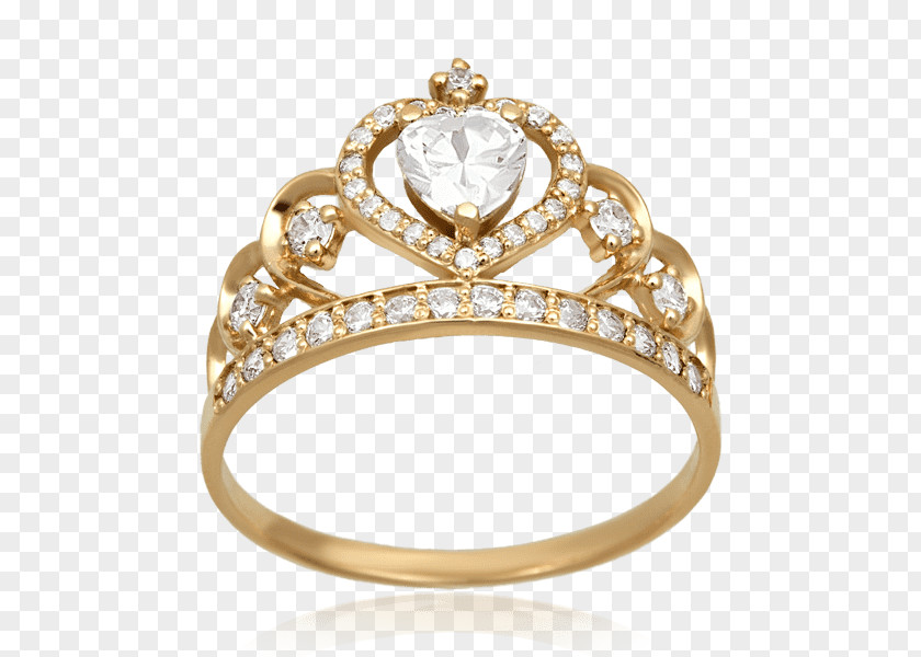 Ring Claddagh Crown Gold Diamond PNG