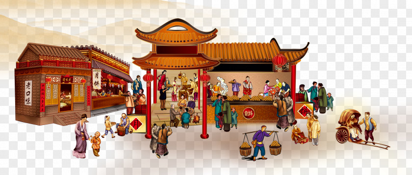 Old City Street Template Chinese New Year Computer File PNG