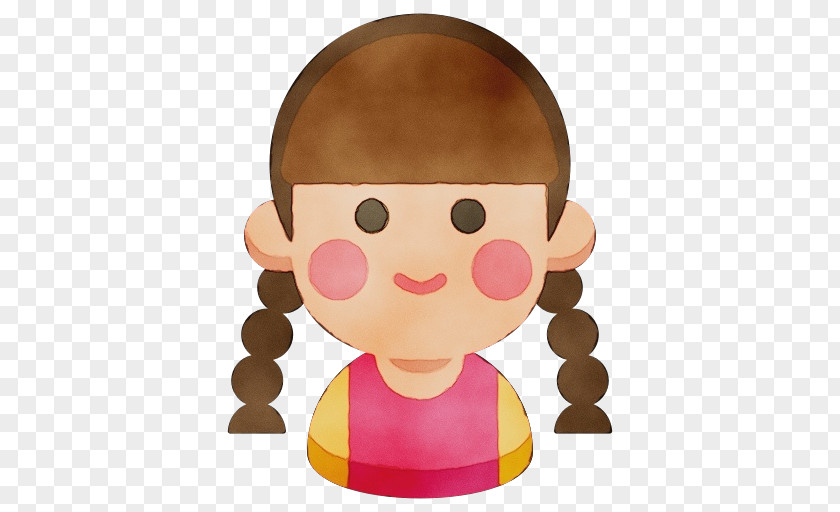 Brown Hair Child Cartoon Pink Cheek Head Nose PNG
