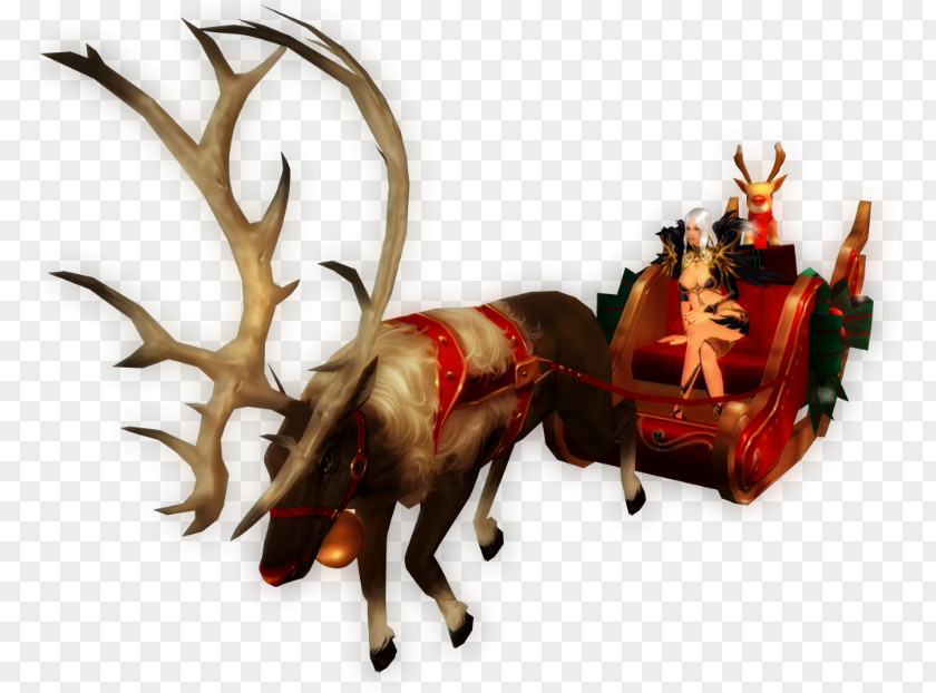 Santa Sleigh Reindeer Antler Horn Christmas Ornament PNG