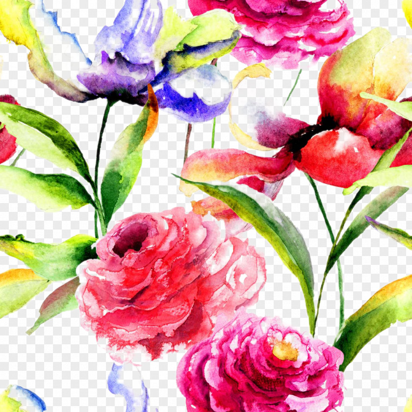 Beautiful Watercolor Flowers Background Painting Flower Peony PNG