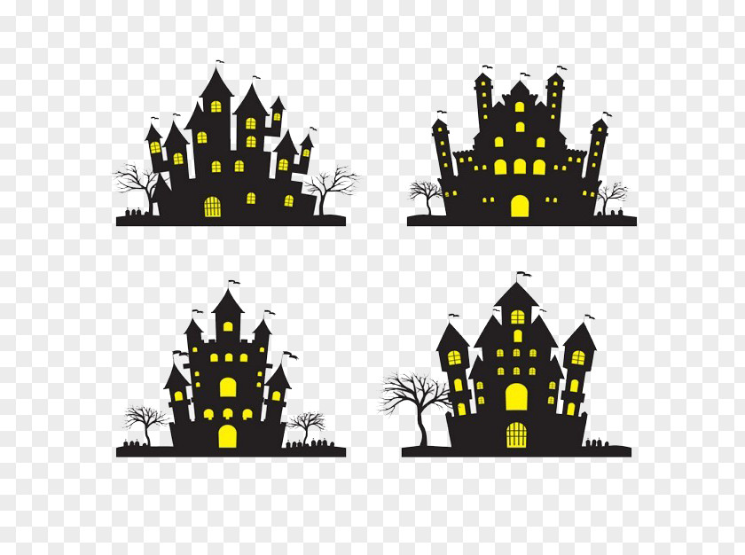 Halloween House Silhouette Clip Art PNG