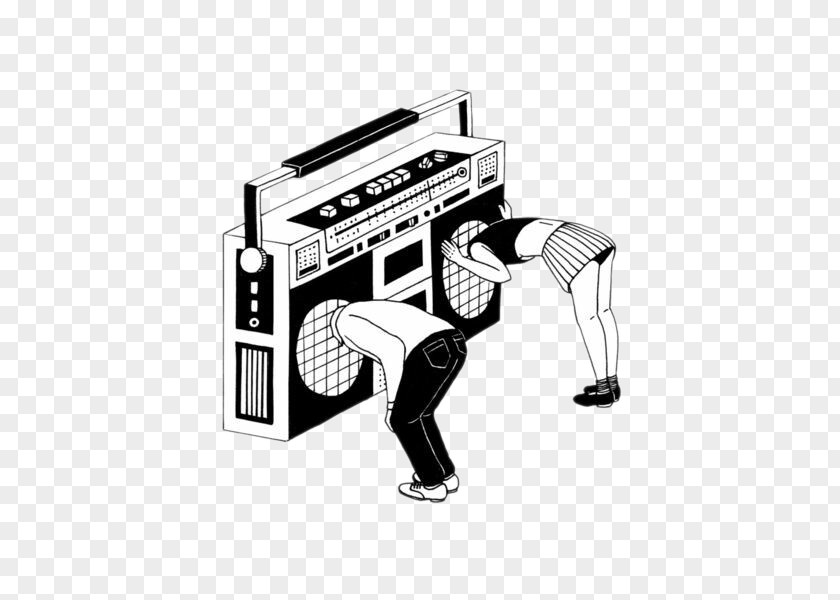 Head Into The Radio People Drawing Illustrator Black And White Art Illustration PNG