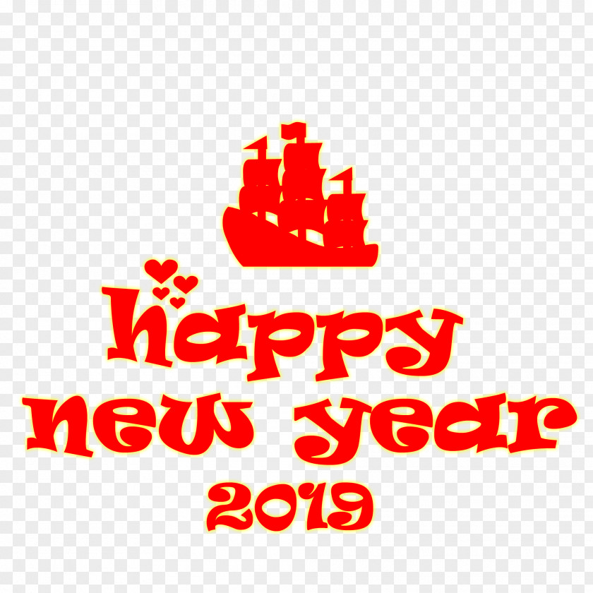 Happy New Year Text 2019. PNG