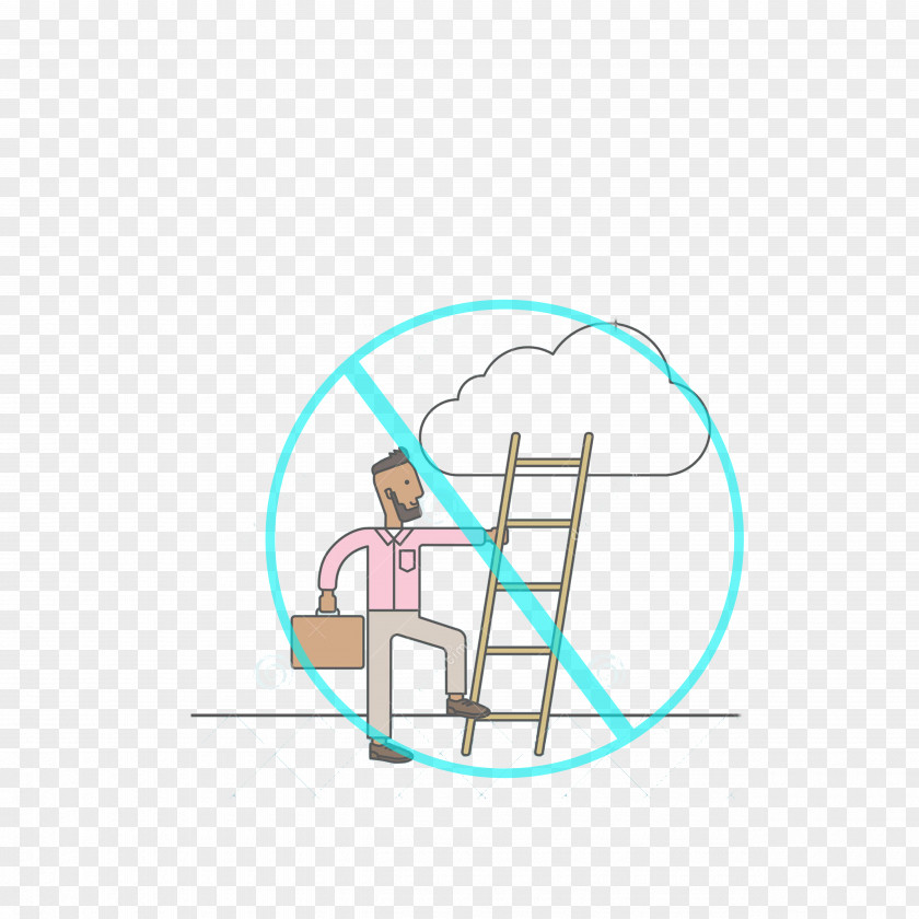 Cartoon Banned Climbing Ladder Logo PNG