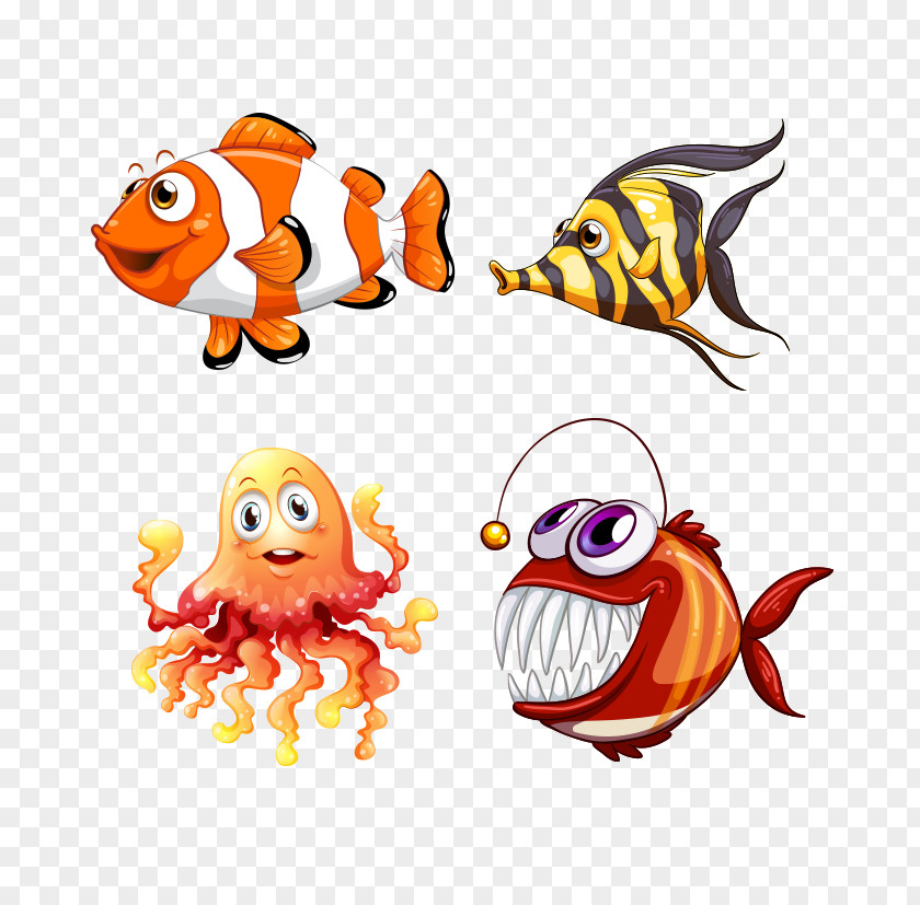 Creative Fish Cartoon Clip Art PNG