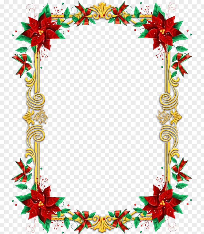 Plant Ornament Christmas Lights Frame PNG
