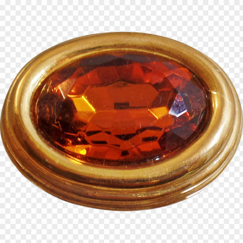 Amber Gemstone Brooch Copper Glass PNG