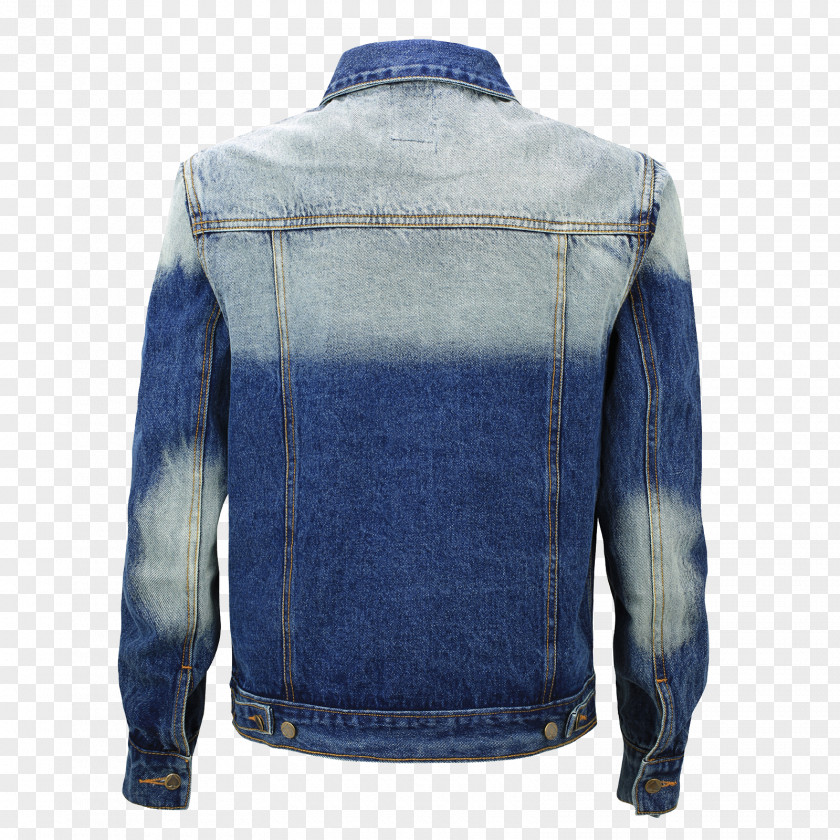 Stone Washing Leather Jacket Cobalt Blue Denim PNG
