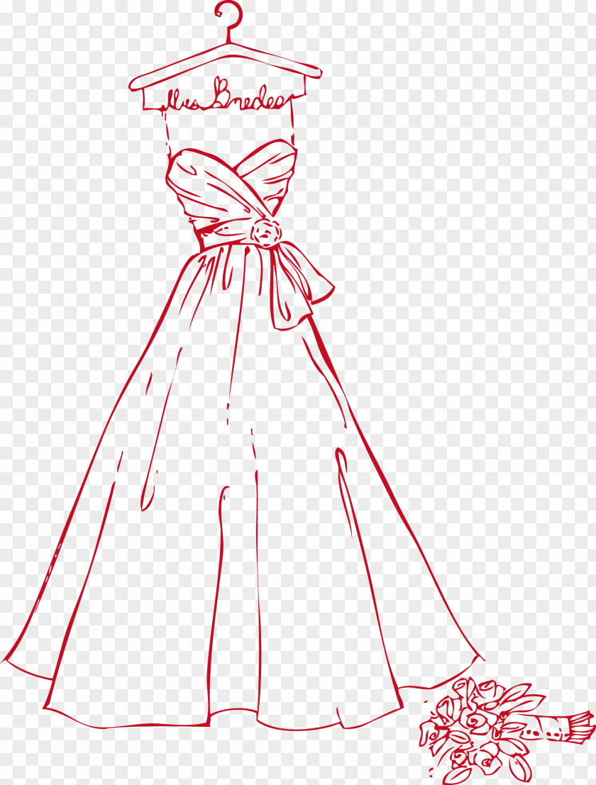 Vector Cartoon New Wedding Dress Skirt Drawing Gown Sketch PNG