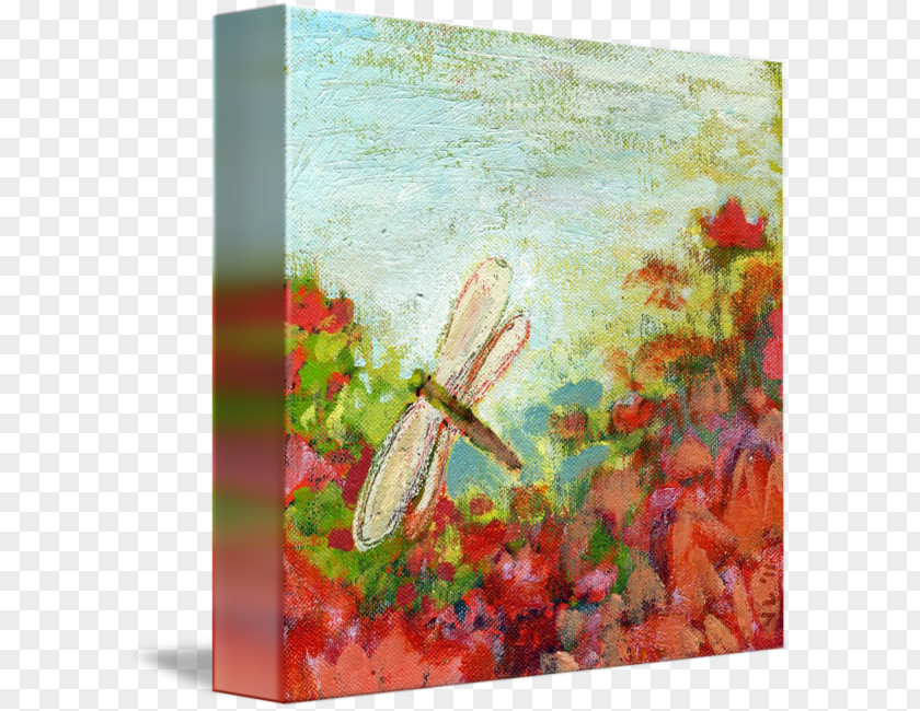 Dragonfly Art Acrylic Paint Modern Gallery Wrap Canvas Still Life PNG