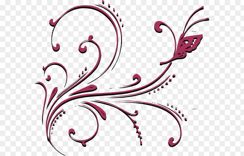 Vector Flowers Butterfly Border Line Art Clip PNG