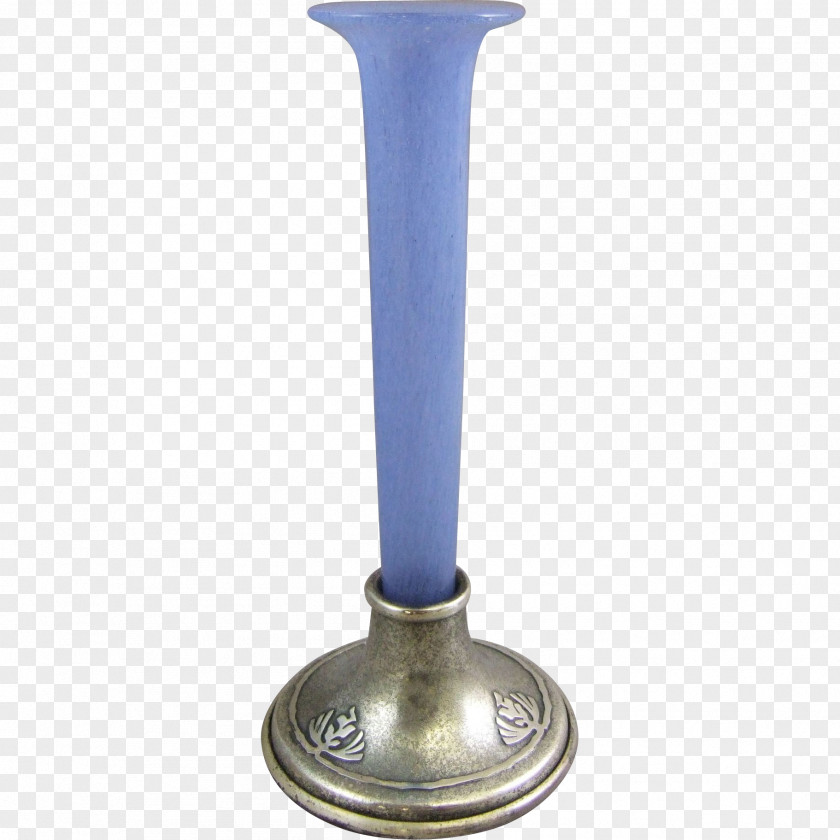 Bronze Drum Vase Design Cobalt Blue PNG
