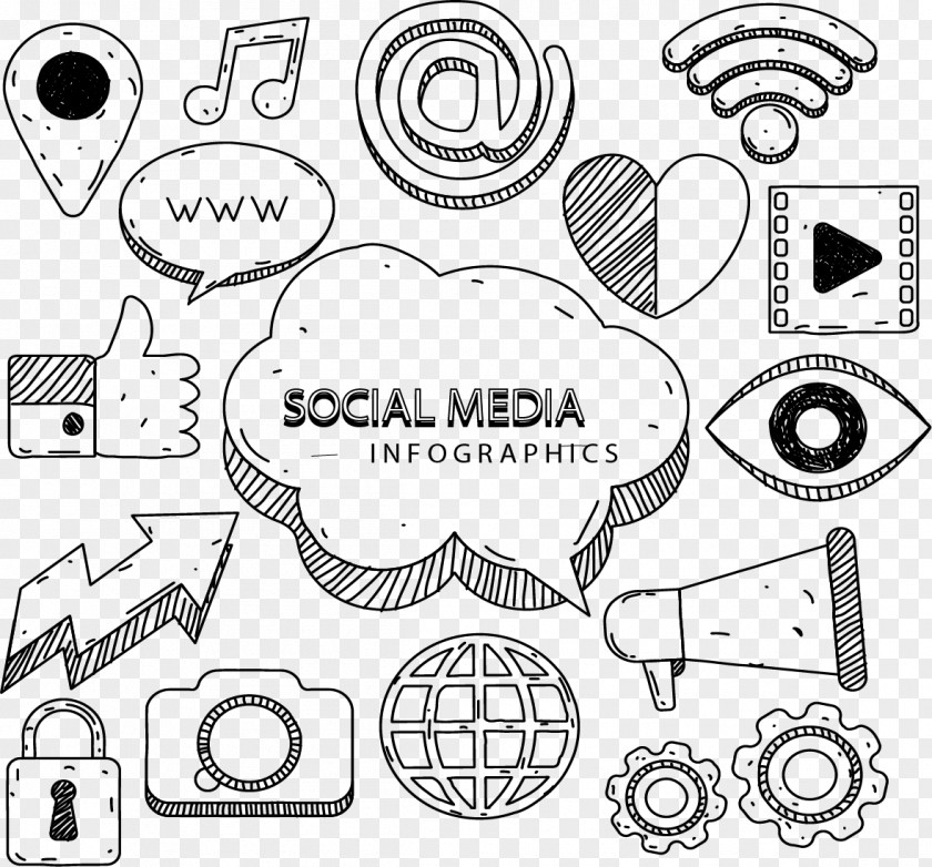 Hand-painted Social Media Marketing Infographic Euclidean Vector Icon PNG