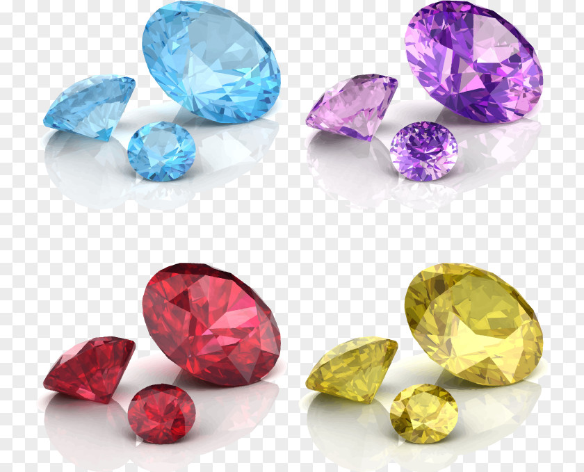 Vector Colored Diamonds Diamond Color Gemstone Jewellery PNG