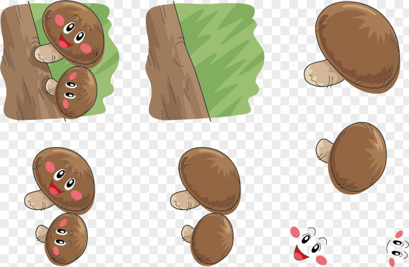 Happy Expression Vector Mushrooms Mushroom Cartoon Shiitake Illustration PNG