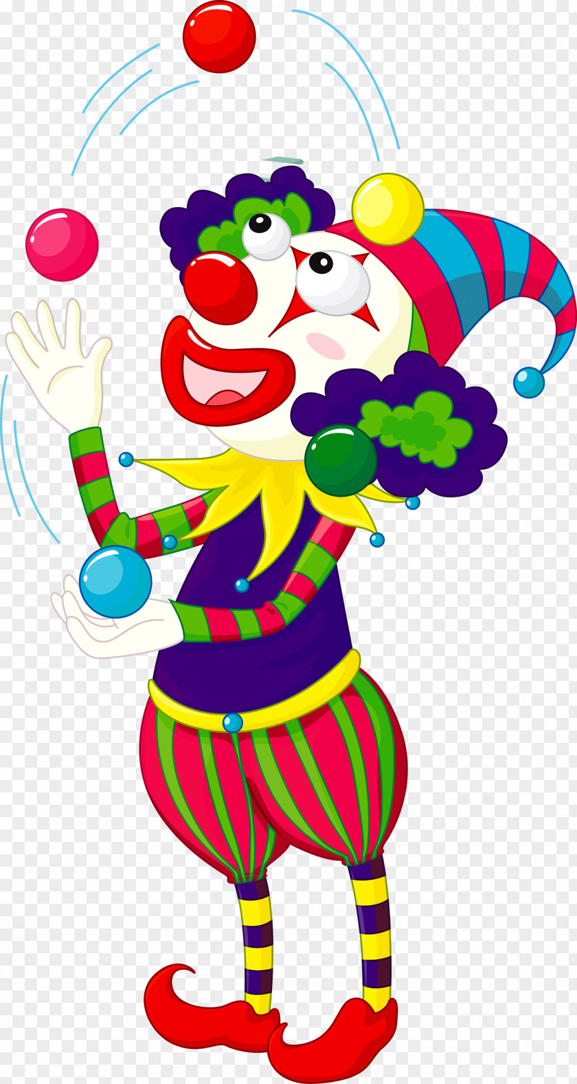 Circus Clown Juggling Illustration PNG