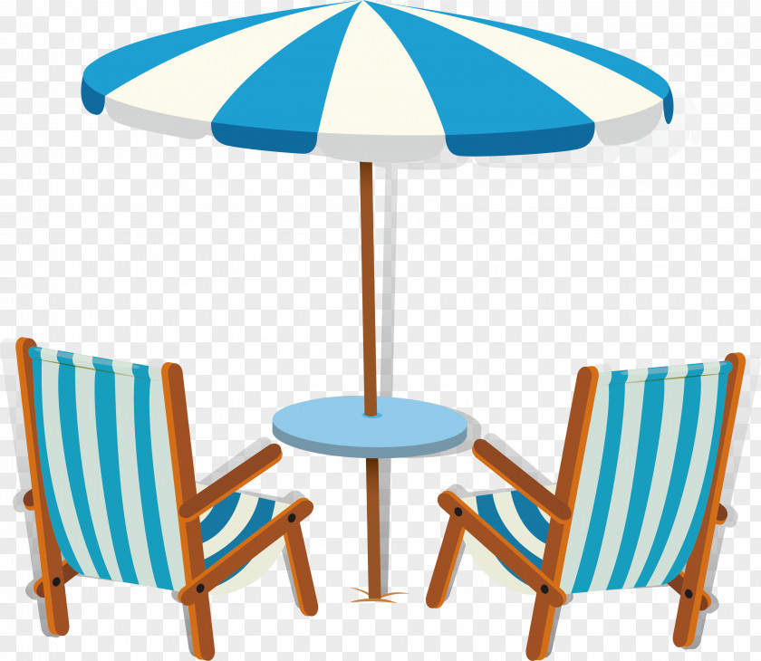 Blue And White Stripes A Parasol Euclidean Vector Chair Beach Illustration PNG