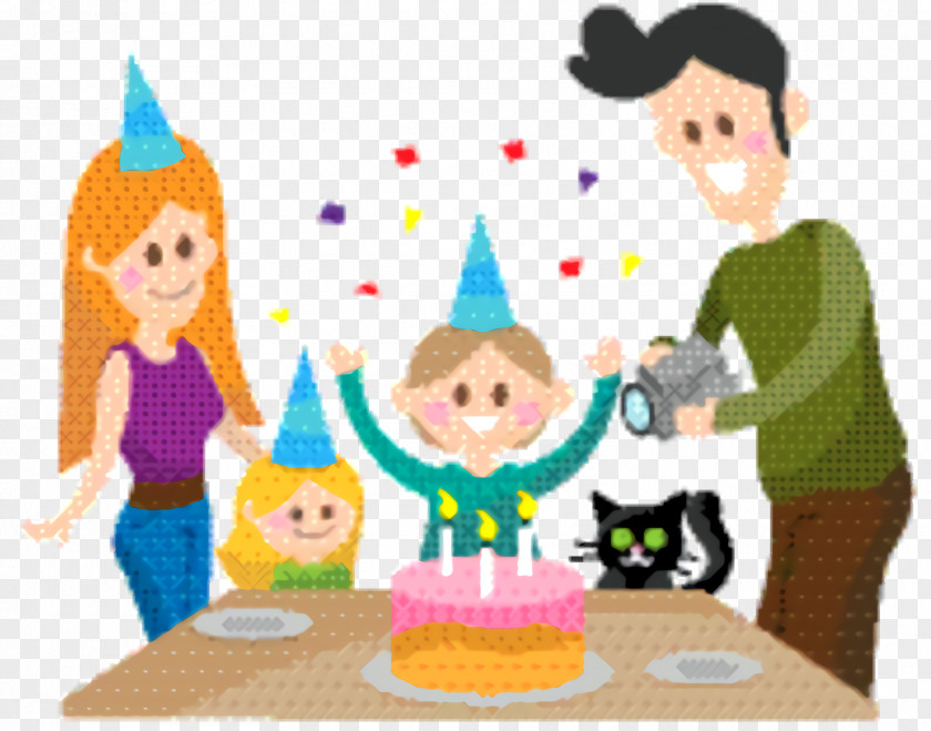 Playing With Kids Birthday Party Cartoon PNG