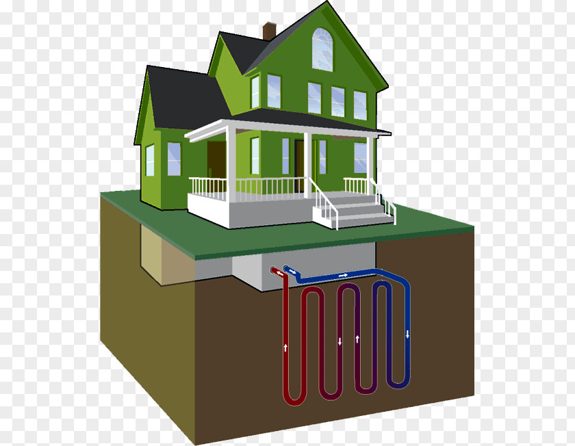 House Geothermal Heat Pump Heating Central Energy PNG