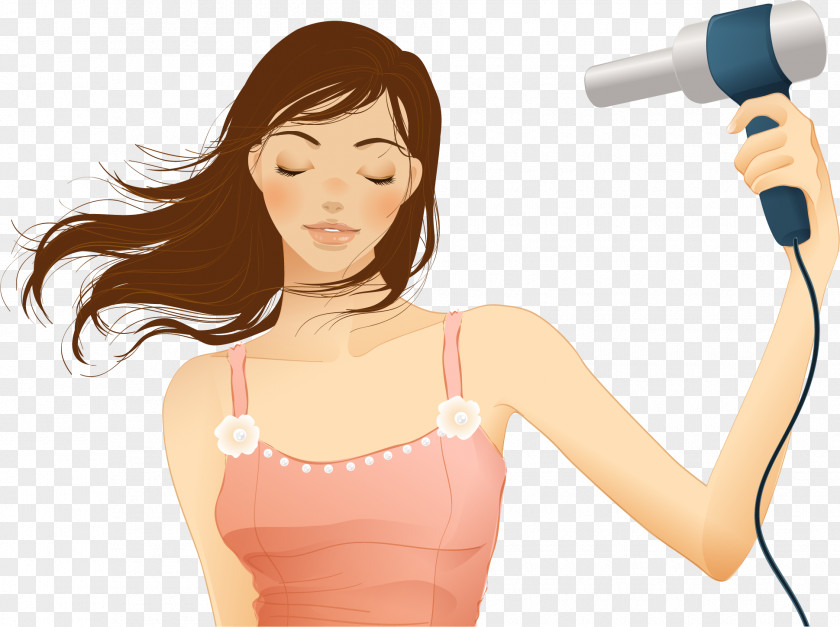 Vector Hand-painted Hair Blowing Comb Capelli Dryer Hairstyle PNG