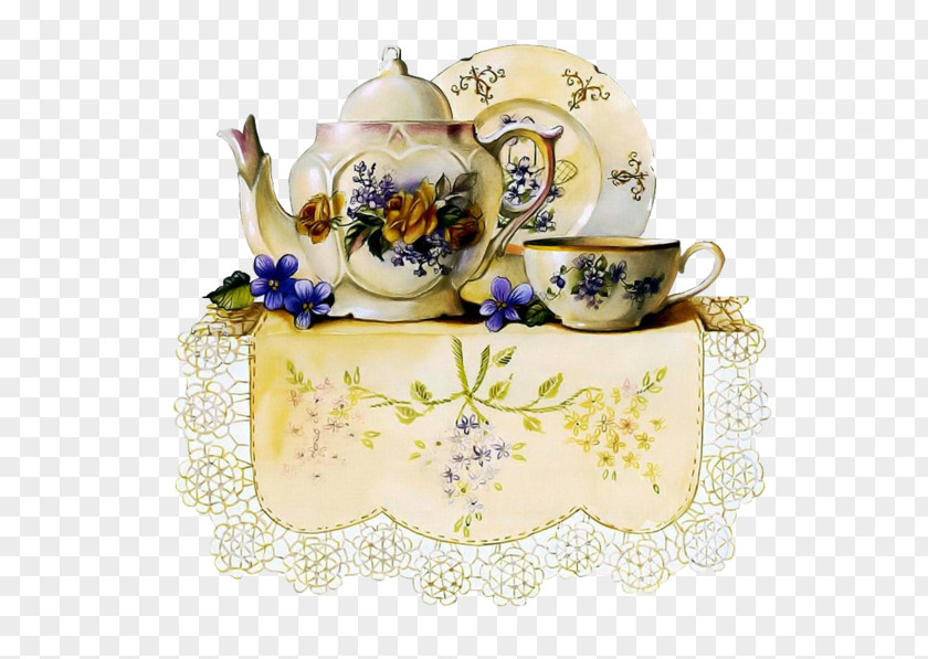 Tea Time High Painting Decoupage Art PNG