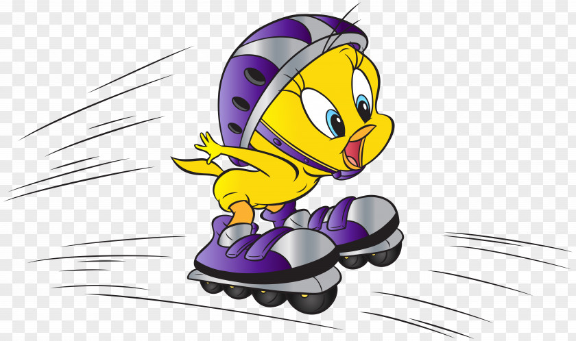 Tweety With Roller Skates Transparent Image Cartoon PNG