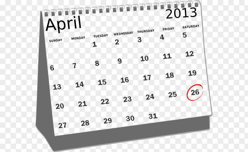 April Calendar Clip Art PNG
