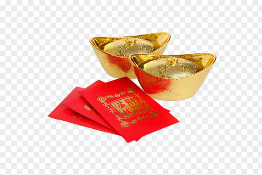 Gold Ingots And Red Envelope Sycee PNG