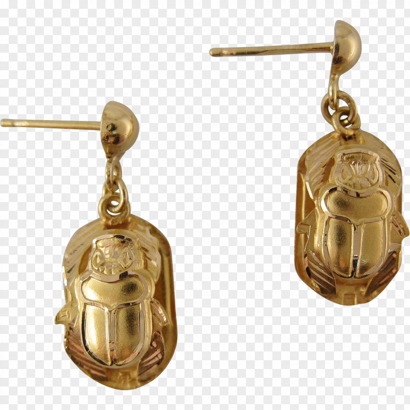 Gold Earring Scarab Jewellery Icon Style PNG