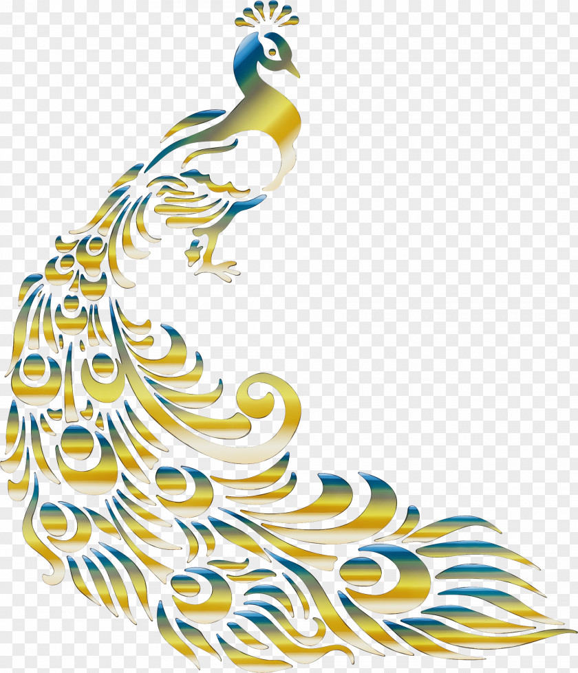 Peafowl Wet Ink Clip Art PNG