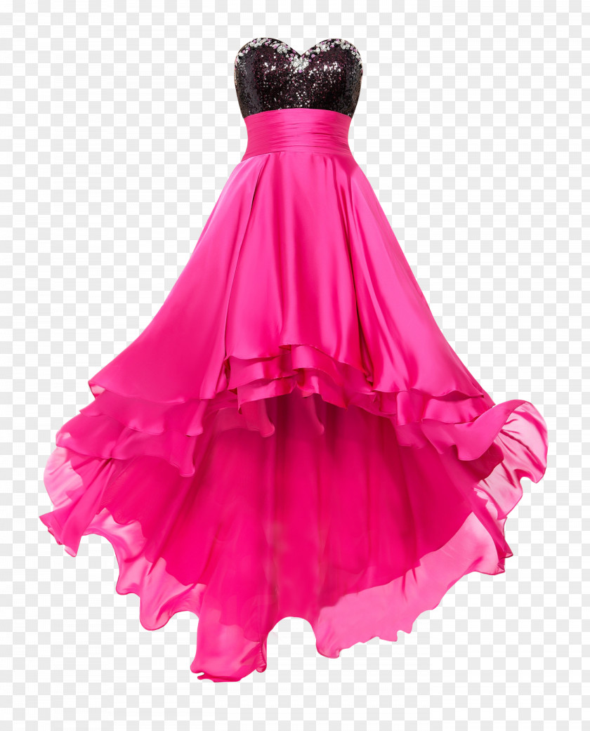 Women Dress Little Black Pink Prom Evening Gown PNG