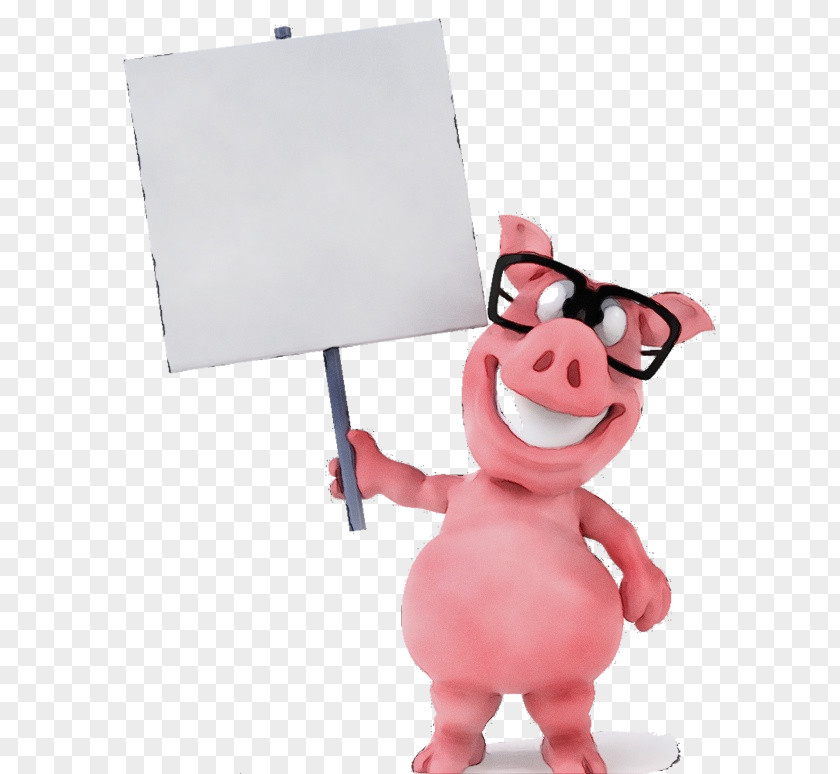 Domestic Pig Animated Cartoon Pink Suidae Toy Figurine PNG