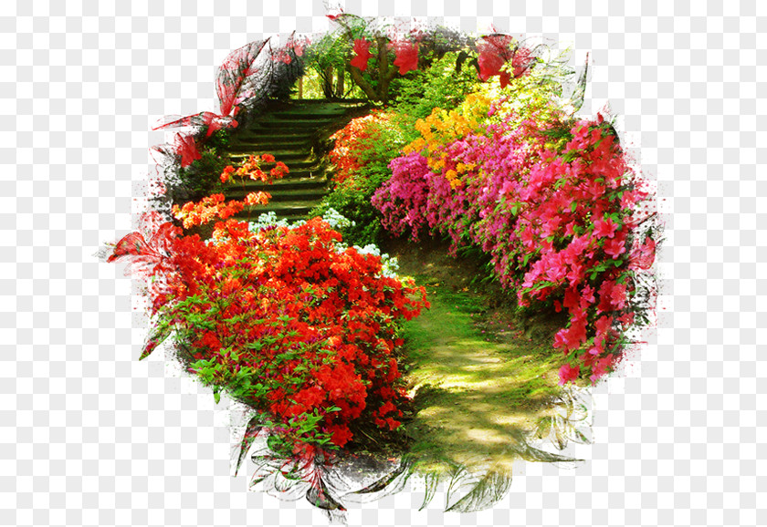 Landscape Paintings Cottage Garden Flower Design PNG