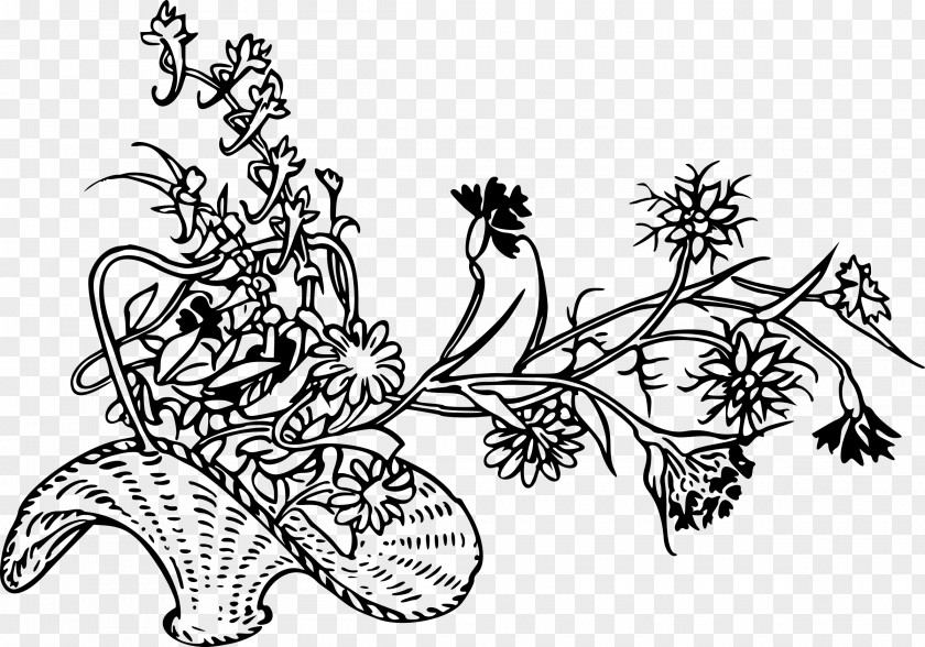 Small Flowers Drawing Basket Flower Coloring Book Clip Art PNG