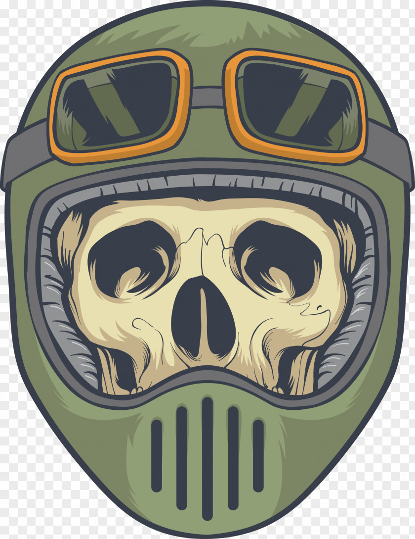 Vector Hand-painted Skull With Helmet Motorcycle Euclidean PNG