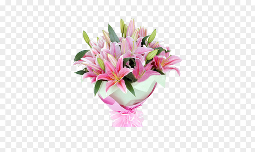 Bouquet Of Pink Lilies Flower Gift Valentine's Day Delivery PNG