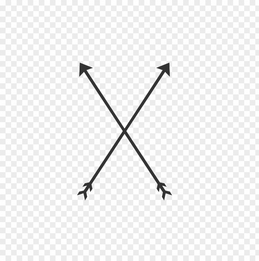 Simple Cross Arrow Drawing- Clipart. PNG