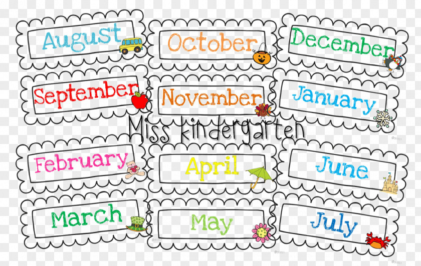 Teaching The Months Of Year Month Calendar Pre-school Kindergarten Classroom PNG