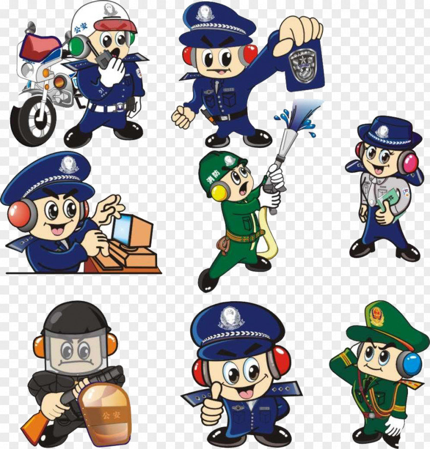 Blue Clothes Of The Police Officer Cartoon Illustration PNG