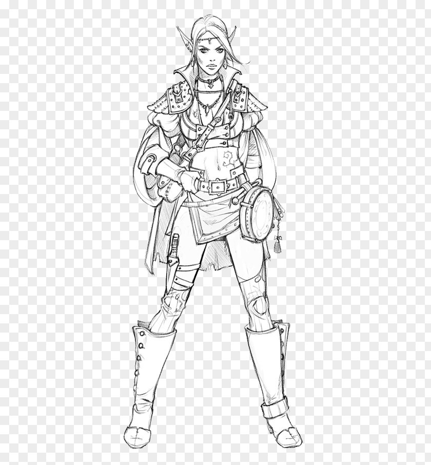 Sketch Beauty Warrior Character Drawing PNG