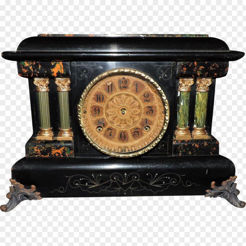 Clock Fireplace Mantel Antique Furniture PNG