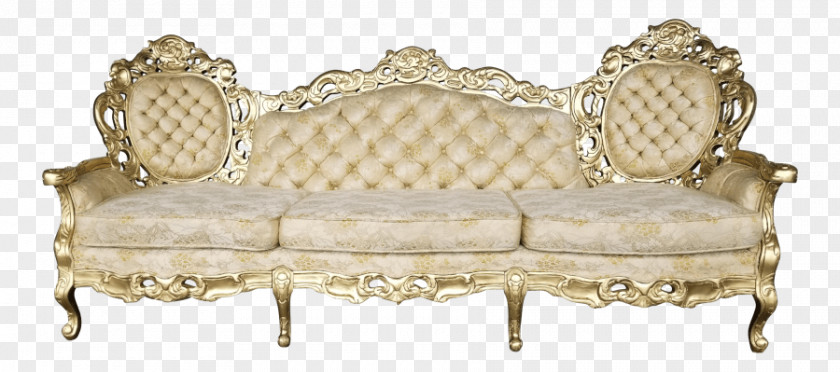 Gold Baroque Table Loveseat Couch Chair Upholstery PNG