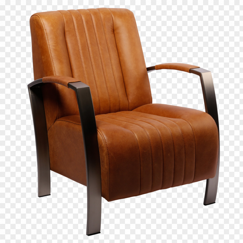 Cognac Table Club Chair Fauteuil Leather PNG