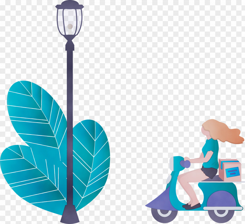 Turquoise Vehicle Kick Scooter Wheel PNG