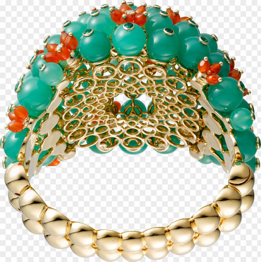 Gold Bracelet Turquoise Bead Emerald PNG