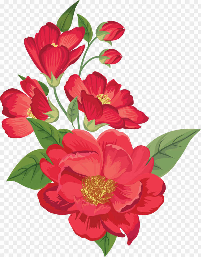 Red Flowers In Full Bloom PNG flowers in full bloom clipart PNG