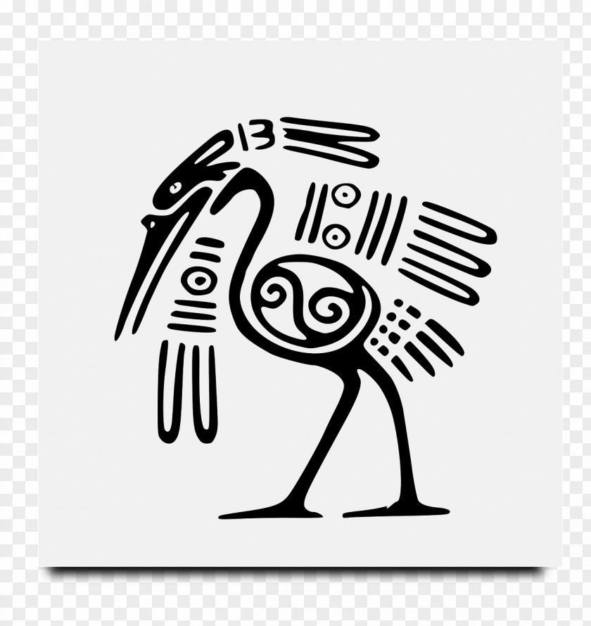 CRANE BIRD Mexico Symbol Motif Clip Art PNG