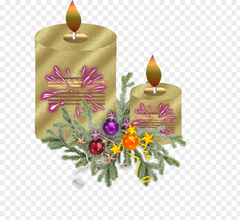 New Year Element Christmas Ornament Candle Cut Flowers PNG